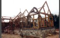 View showing new cruck frame in relation to the other trusses